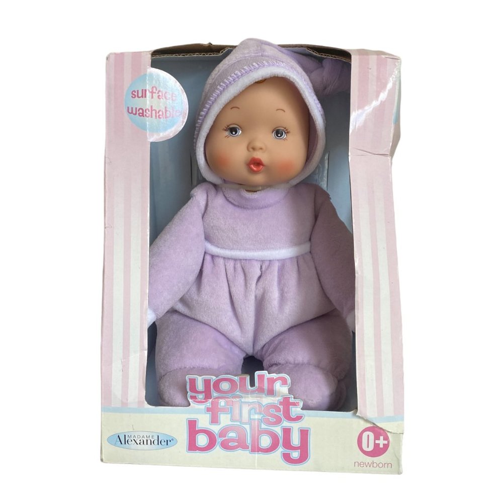 Madame Alexander My First Newborn Baby Doll Soft Fabric Body Lavender NWT - Picture 7 of 15